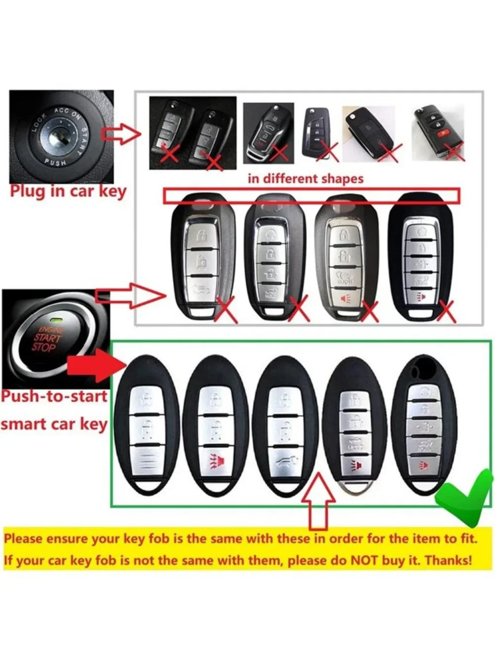 Sleek Carbon Fiber Key Fob Cover for Nissan Models - Smart Remote Case, Red